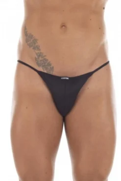 String Homme Noir Satiné Dos Résille