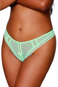 String Ouvert Vert Menthe Laçage Arrière -L’Éveil Sensuel Soldes string ouvert vert menthe lacage arriere 2