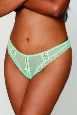 String Ouvert Vert Menthe Laçage Arrière