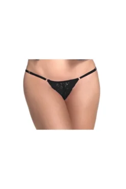 String Réglable V Dentelle Noire -L’Éveil Sensuel Soldes string reglable v dentelle noire 2