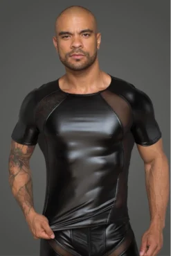 T Shirt Fetish Homme Wetlook Et Filet Noir HandMade