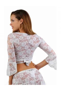 Top Dentelle Blanc Sexy à Nouer Sur Le Devant -L’Éveil Sensuel Soldes top dentelle blanc sexy a nouer sur le devant 2
