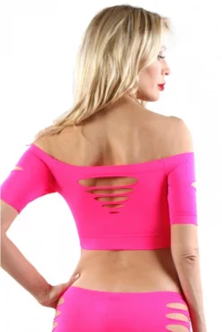 Top Fushia Court Moulant Ajouré -L’Éveil Sensuel Soldes top fushia court moulant ajoure 2