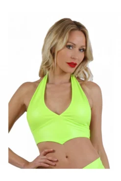 Top Jaune Néon Sexy à Nouer Dans Au Cou