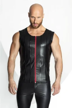 Veste Fetish Homme Red Line Noir Handmade